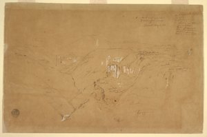 Rajz, Tájkép a Purese-heggyel, Kolumbia, 1853. augusztus 6. alkotó: Frederic Edwin Church