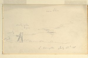 Rajz, Tájkép szélmalommal, 1858. július 29. alkotó: Frederic Edwin Church