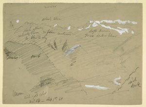 Rajz, Tájképek a Berni-Alpokban, Bel Alp közelében, Svájc, 1868 szeptembere alkotó: Frederic Edwin Church