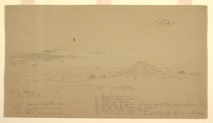 Rajz, Chimborazo hegy naplementében, 1857 alkotó: Frederic Edwin Church