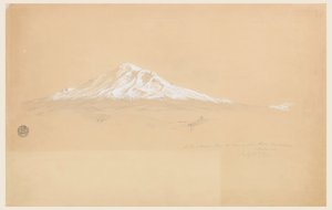 Rajz, Chimborazo hegy az idősebb Pablo Bustamante házából, Riobamba, Ecuador, 1857. július 14. alkotó: Frederic Edwin Church