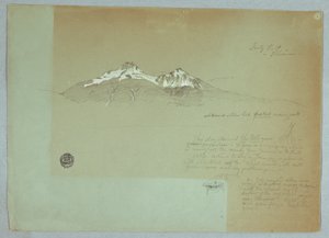 Rajz, Iliniza hegy, Ecuador, 1857. július 3. alkotó: Frederic Edwin Church