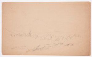 Rajz, "Mount Katahdin nyugatról" [Nyugatról a Katahdin hegy felé nézve], 1852. augusztus alkotó: Frederic Edwin Church