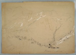 Rajz, a Katahdin-hegy délről, 1852. augusztus 1852. alkotó: Frederic Edwin Church