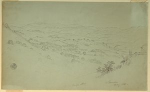 Rajz, Hegyi táj, Jamaica, 1865 alkotó: Frederic Edwin Church