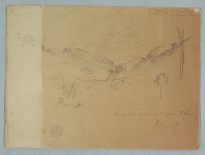 Rajz, Hegyi táj Jorje közelében, Ecuador, 1857. július 23. alkotó: Frederic Edwin Church