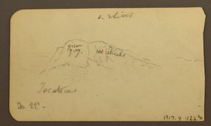 Rajz, Hegyvidéki tájak; hátoldal: Hegyoldal, Tocatecas, 1884. december 22. alkotó: Frederic Edwin Church