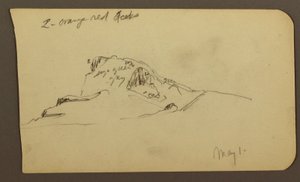 Rajz, Hegycsúcs; hátoldal: Sziklás hegység, 1885. május 1. alkotó: Frederic Edwin Church