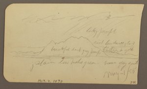 Rajz, Hegycsúcs; hátoldal: Sziklás hegység, 1885. május 1. alkotó: Frederic Edwin Church