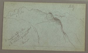 Rajz, Hegycsúcsok, július, valószínűleg 1868 alkotó: Frederic Edwin Church