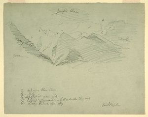 Rajz, Hegycsúcsok Berchtesgaden közelében, Bajorország, 1868. június-július alkotó: Frederic Edwin Church