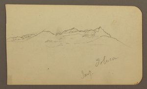 Rajz, hegyvonulat, Toluca; hátoldal: Meredek, hegyvonulat, Toluca, 1885. január 7. alkotó: Frederic Edwin Church