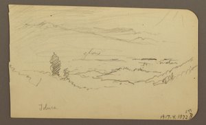 Rajz, Hegyi táj, Toluca; hátoldal: Hegy, Toluca, 1885. április 20. alkotó: Frederic Edwin Church