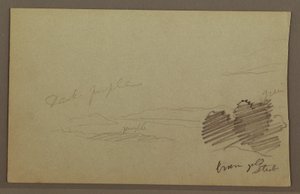 Rajz, hegyvonulat, felhő, valószínűleg 1860-as évek alkotó: Frederic Edwin Church