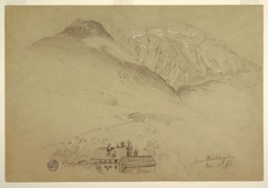 Rajz, Goell és Brett hegyek Berchtesgarden mellett, Bajorország, 1868. június 28. alkotó: Frederic Edwin Church