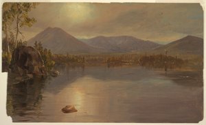 Rajz, Katahdin és Turner hegyek a Katahdin-tóból, Maine, 1855-60 alkotó: Frederic Edwin Church