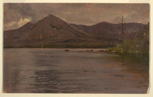 Rajz, Katahdin hegy, a Katahdin-tó felől, 1877 alkotó: Frederic Edwin Church