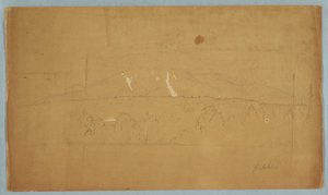 Rajz, Katahdin hegy, a Katahdin-tó felől, Maine, 1852 alkotó: Frederic Edwin Church