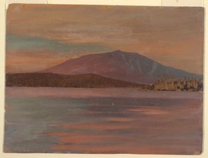 Rajz, Katahdin hegy a Togue-tó felől, 1877 alkotó: Frederic Edwin Church