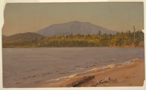 Rajz, Katahdin hegy a Togue-tó felől, valószínűleg 1878 alkotó: Frederic Edwin Church