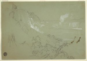 Rajz, Niagara-vízesés a Prospect Point aljáról, 1856 vagy 1858 alkotó: Frederic Edwin Church