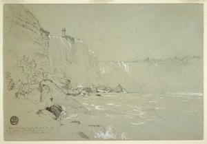 Rajz, Niagara-vízesés a Terrapin-toronnyal, 1856 alkotó: Frederic Edwin Church