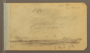 Rajz, Orizaba; hátoldal: Felhős égbolt, tető, 1889 alkotó: Frederic Edwin Church
