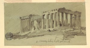 Rajz, Parthenon, Athén délkeleti irányból, 1869. április alkotó: Frederic Edwin Church