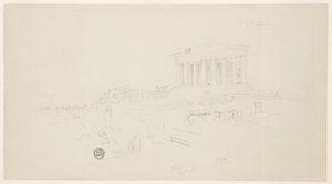 Rajz, Parthenon és Erectheion, Athén, 1869. április alkotó: Frederic Edwin Church