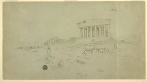 Rajz, Parthenon és Erectheion, Athén, 1869. április alkotó: Frederic Edwin Church
