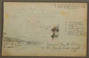 Rajz, Popayan, Kolumbia; hátoldal: Hegyvidéki táj, Kolumbia, 1853. augusztus 9. alkotó: Frederic Edwin Church