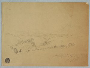 Rajz, Visszaemlékezés a Fusugasuga és Pandi közötti út tájára, Új Granda, Kolumbia, 1853. július 11. alkotó: Frederic Edwin Church