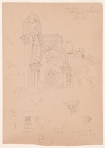 Rajz, Szent György templom romjai, Lydda [ma Lod], 1868. február 7. alkotó: Frederic Edwin Church