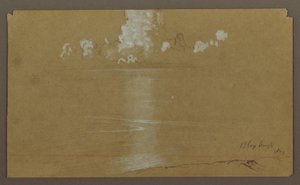 Rajz, Tengeri táj, Bloxburgh; hátoldalon: Dombok és tenger, 1865. augusztus alkotó: Frederic Edwin Church