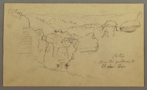 Rajz, vázlat. Khirbet en Wasara "Petra / az El Deir felé vezető útról", valószínűleg 1868, február 26. alkotó: Frederic Edwin Church