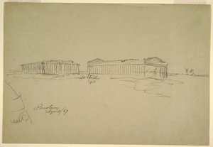Rajz, vázlatok, Paestum, Dél-Olaszország, 1869. április alkotó: Frederic Edwin Church