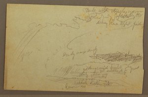Rajz, Égi tanulmány, hegygerincek, szivárvány, 1860-as évek alkotó: Frederic Edwin Church