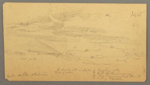 Rajz, Égi tanulmány a hegygerinc felett, 1866. július alkotó: Frederic Edwin Church
