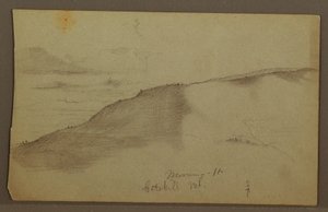 Rajz, Lejtős hegyek, valószínűleg 1860-as évek alkotó: Frederic Edwin Church