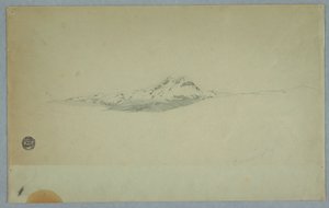Rajz, A vulkán havas csúcsa, 1850-60 alkotó: Frederic Edwin Church