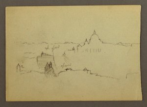 Rajz, A Szent Péter-bazilika északról nézve Róma dombjaival és látképeivel szemben, 1869 januárja alkotó: Frederic Edwin Church