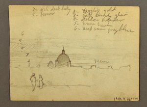 Rajz, Szent Péter bazilika és Vatikánváros (északról nézve), Róma, Olaszország, 1869. január alkotó: Frederic Edwin Church