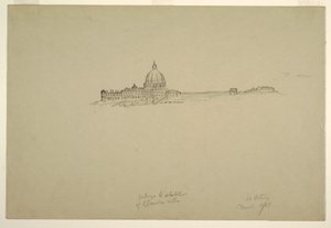 Rajz, Szent Péter és a vatikáni palota északkeletről, 1869. március 18. alkotó: Frederic Edwin Church