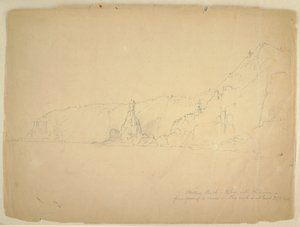 Rajz, "Szobor-szikla", 1851 szeptembere alkotó: Frederic Edwin Church