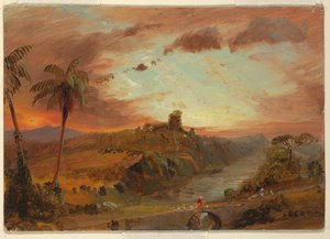 Rajz, tanulmány a "Képzeletbeli dél-amerikai tájhoz", 1857 körül. alkotó: Frederic Edwin Church