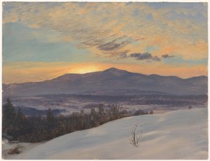 Rajz, Naplemente a Hudson-völgyön át, tél, 1870-80 alkotó: Frederic Edwin Church