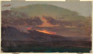 Rajz, Naplemente a Catskills-hegységben, 1870-80 alkotó: Frederic Edwin Church