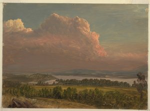 Rajz, Naplemente a Hudson-völgyön, 1870 júniusában alkotó: Frederic Edwin Church