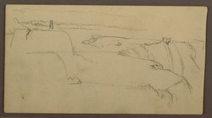 Rajz, Naplemente a parton hajóval, 1858 alkotó: Frederic Edwin Church