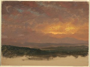 Rajz, Naplemente a Catskills-hegység felett, 1870-80 alkotó: Frederic Edwin Church